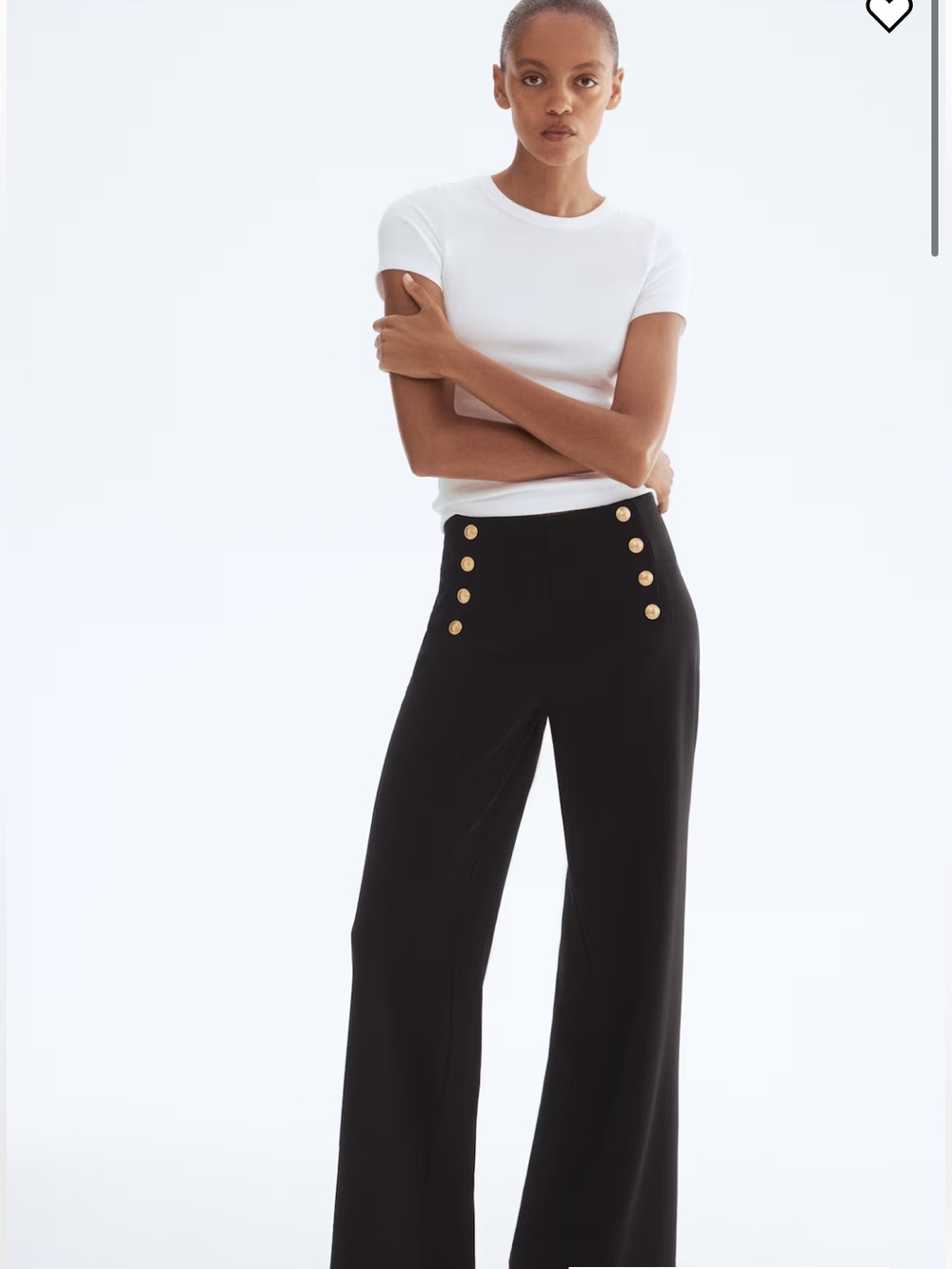 H&M Black Wide-Leg Sailor Pants with Gold Buttons